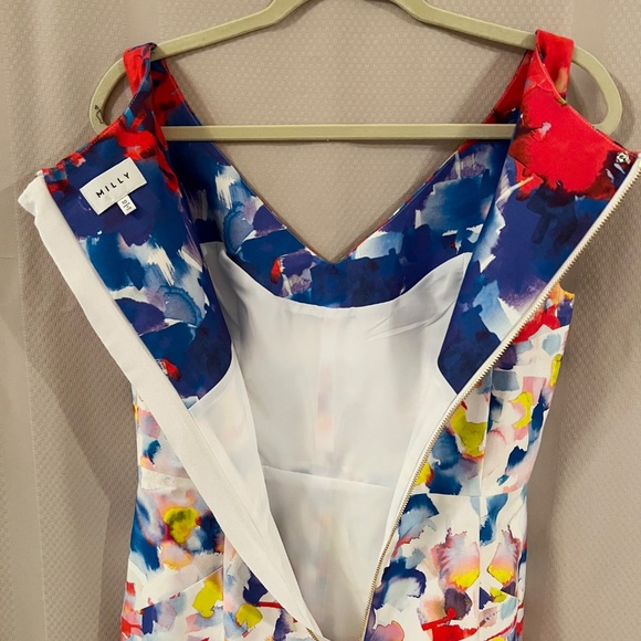 Milly Multi Primary Color Print Fitted Sheath Dress Sz10 - Picture 8 of 16